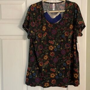 LuLaRoe Floral Classic Tee on black background